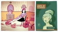 ilustracion chica en peluqueria y revista